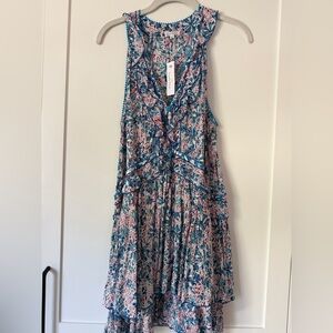 Poupette St. Barth Blue and Red Floral Dress